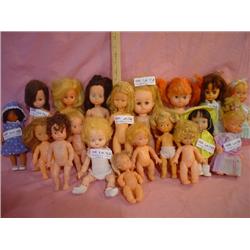 Tray of 19 Dolls: Plastic/Vinyl. Painte