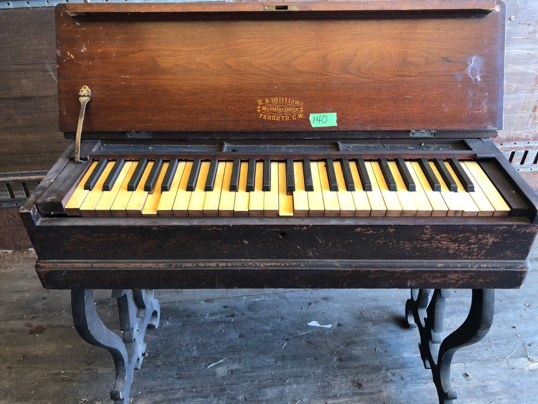 Melodium Instrument R S WILLIAMS ANTIQUE PORTABLE MELODEON WITH LYRE-SHAPED FOLDING LEGS