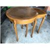 Image 1 : ROUND WOOD SIDE TABLE WITH PULLOUT EXTENSION
