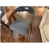 Image 2 : PAIR OF HOMEATTIC SOLID WALNUT & GREY FABRIC SIDE CHAIRS 540 X 615 X 795MM