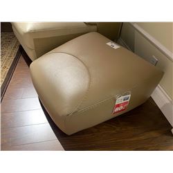 CHATEAU D' AX BEIGE LEATHER MODERN OTTOMAN 28 X 29 X 12 INCHES