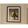 Image 2 : 3 FRAMED HANGING WALL ART ; FRUIT BASKET, HORSE & CLASSY DOG