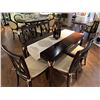 Image 1 : MONARCHY 7 PC DARK WOOD RECTANGULAR CROSS BACK DINING SET WITH TABLE RUNNER & DECOR  32 X 59 X 32