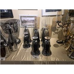 8 PEWTER & GLASS CANDLE HOLDERS