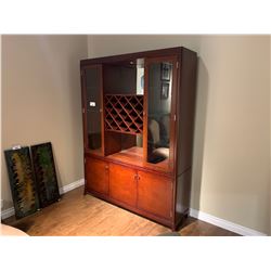 CHERRY WOOD ILLUMINATED 5 DOOR BAR CABINET 17 X 62 X 83