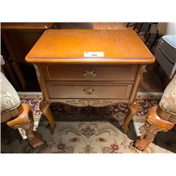 A-ZENITH DOUBLE DRAWER MAPLE DEER HANDLED END TABLE 17 X 26 X 28 INCHES