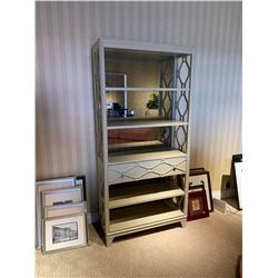 GREY 5 TIER SINGLE DRAWER DISPLAY STORAGE BOOKCASE