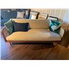 Image 2 : VERDON WALLNUT & CREAM FABRIC 3 SEAT SOFA WITH CUSHIONS 190 X 83 X 73 MM