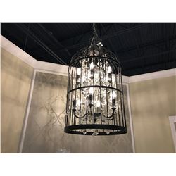 WRAUGHT IRON & CRYSTAL 12 HEAD CHANDELIER 50 X 50 X 90 CM