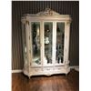 Image 1 : WHITE & GOLD FLOWER DESIGN 4 TIER, 3 DRAWER, 3 DOOR GLASS FRONT DISPLAY CABINET