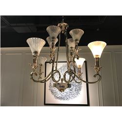 CHROME & GLASS 8 HEAD CHANDELIER