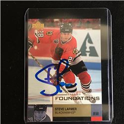 STEVE LARMER SIGNED 02-03 UD FOUNDATIONS HOCKEY CARD