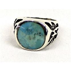 Native American Style Sterling and Larimar Ring