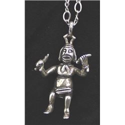 Navajo Sterling Koshare Clown Pendant Necklace