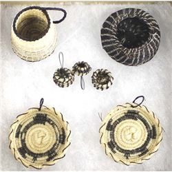 6 Navajo Miniature Horse Hair Baskets