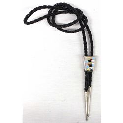 Zuni Sterling & Channel Inlay Bolo Tie