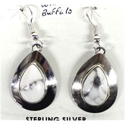 Navajo Sterling White Buffalo Turquoise Earrings