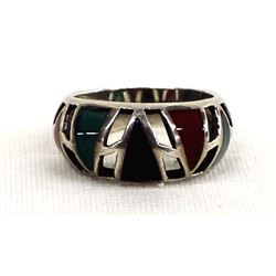 Sterling Inlay Ring, Size 7.5