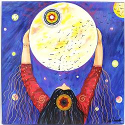 2016 Original Acrylic Painting ''Native Moon'' by Kathy Kills Thunder