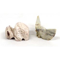 2 Native American Carved Stone Fetishes
