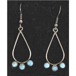 Native American Zuni Sterling Turquoise Earrings