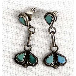 Native American Zuni Sterling Turqoise Earrings