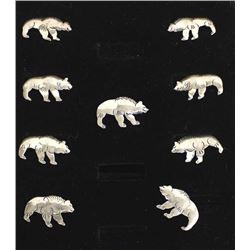 4 Pairs of Sterling Silver Grizzly Bear Earrings