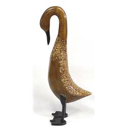 Carved Wood Goose Statue