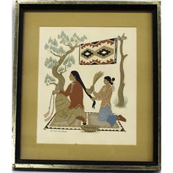 Silk-Screened Navajo Print by Harrison Begay