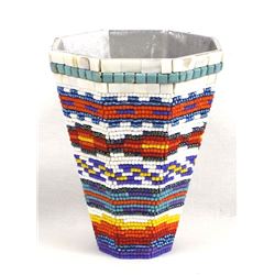 Hand Beaded Metal Vase by Kathy Kills Thunder