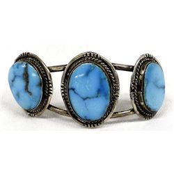 Navajo Old Pawn Sterling Turquoise Cuff Bracelet