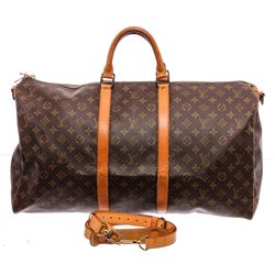 Louis Vuitton Monogram Canvas Leather Keepall 55 Bandouliere Duffle