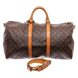 Louis Vuitton Monogram Toile Canvas Bandouliere Keepall 50 Duffel Bag