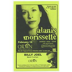 1999 Concert Handbill / Flyer Alanis Morissette / Garbage / Billy Joel at THe Crown, Cincinnati, OH.