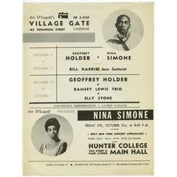 Nina Simone / Ramsey Lewis / Geoffrey Holder Original 1960 Concert Handbill