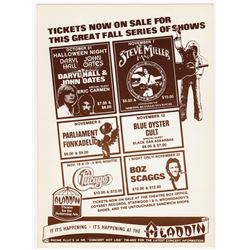 HALL & OATES / Blue Oyster Cult / PARLIAMENT FUNKADELIC 1977 Vegas Concert Handbill