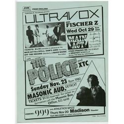 THE POLICE / Ultravox / XTC  1980 Concert Handbill