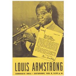 1947 LOUIS ARMSTRONG / BILLIE HOLIDAY Concert Handbill