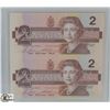 Image 1 : 1986 SHEET OF 2 CANADA UNCIRCULATED $2 DOLLAR