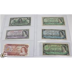 LOT OF 6 VARIOUS OLD CANADA BANK NOTES
