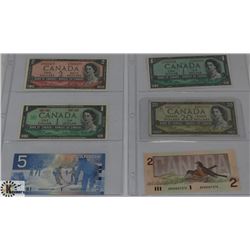 LOT OF 6 VARIOUS OLD CANADA BANK NOTES