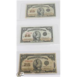 LOT OF THREE 1923 DOMINION OF CANADA 25 CENTS