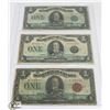 Image 1 : 1923 LOT OF 3 DOMINION OF CANADA $1 DOLLAR NOTES