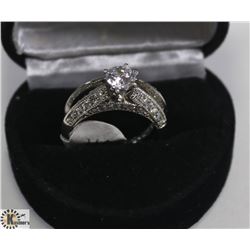 STERLING SILVER CZ ENGAGEMENT SET, SIZE 8