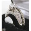 Image 2 : STERLING SILVER CZ ENGAGEMENT SET, SIZE 8