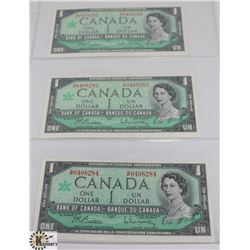 LOT OF 3 IN SEQUENCE 1967 UNCIRCULATED $1 BANK