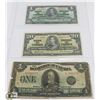 Image 1 : 1923-1937 LOT OF 3 OLD CANADA BANK NOTES