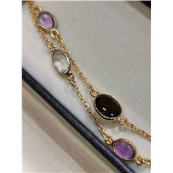 GOLD PLATED STERLING SILVER AMETHYST.GARNET,
