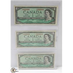 1954 CANADIAN $1 DOLLAR BILLS- SET OF 3