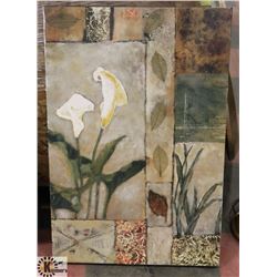 LARGE CANVAS ABSTRACT PICTURE W/ A FLOWER SCENE